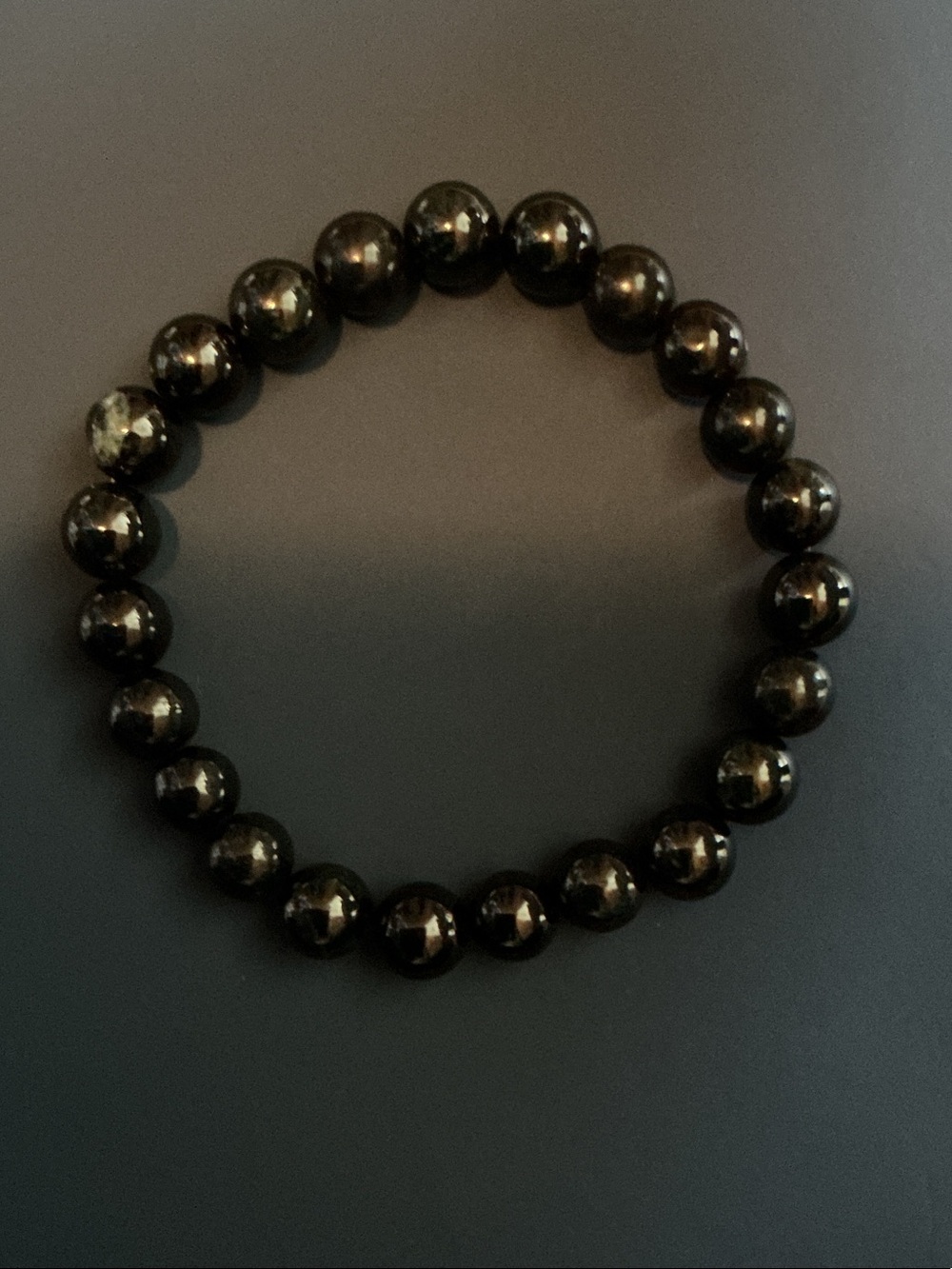 Men's Black Beaded Stretch Bracelet